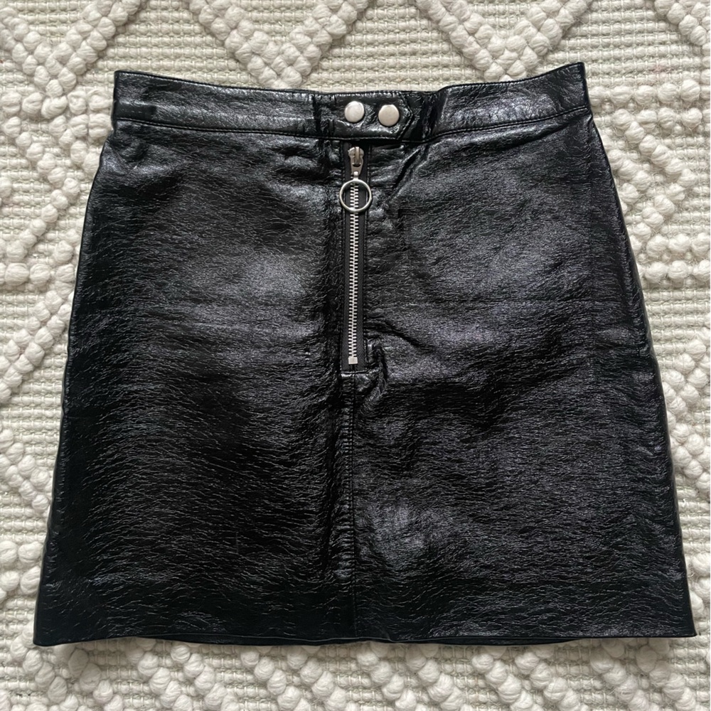 H&M black Leather mini skirt 2